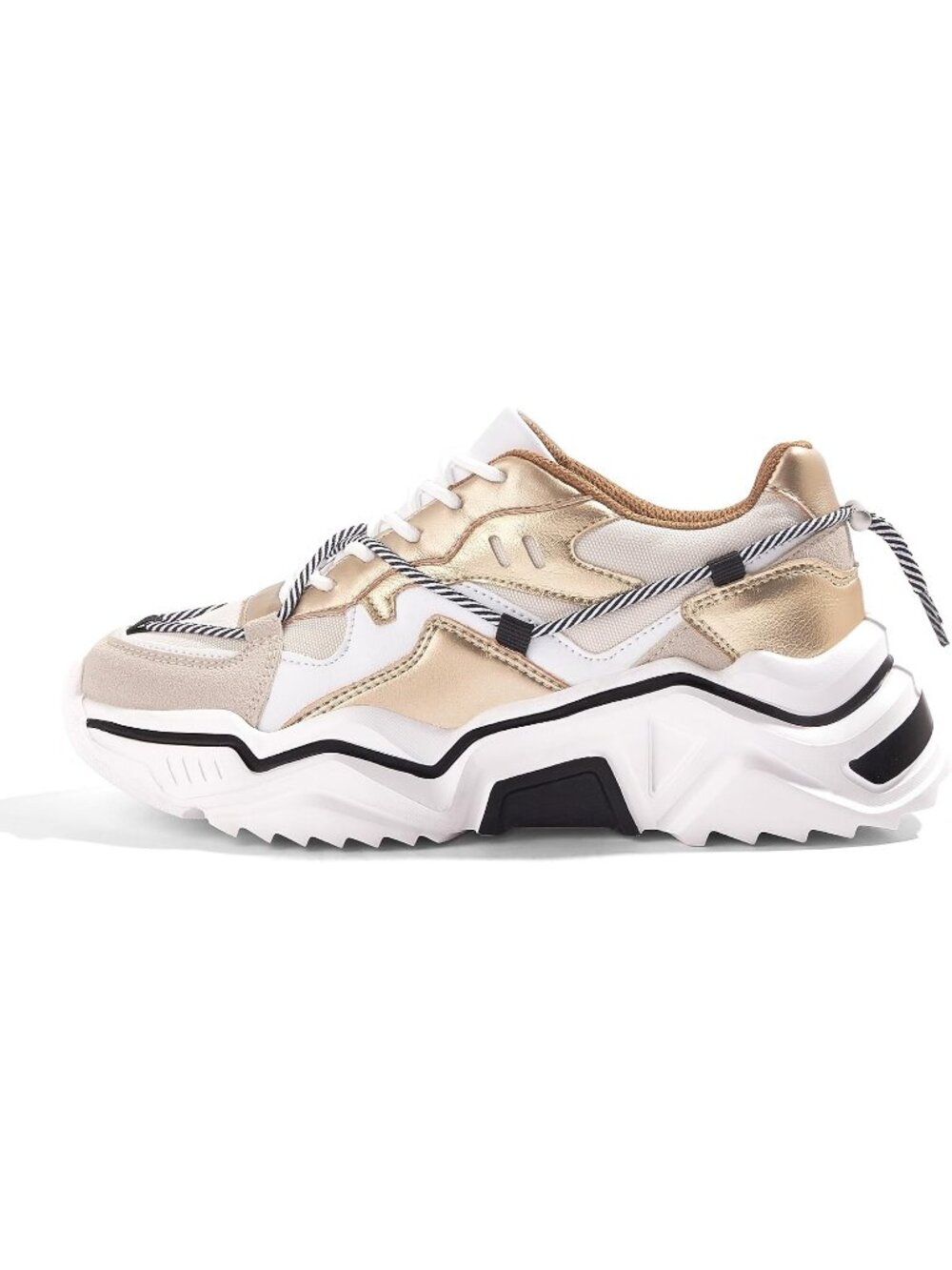 Women's Gold/White Colorful Stylish Cute Platform Fashion Chunky Walking Sneaker